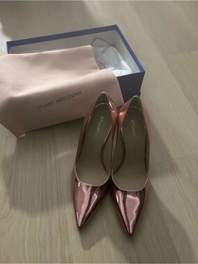 Stuart Weitzman Power 100 Pump Rose Gold Metallic